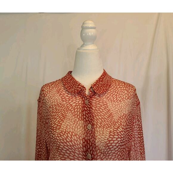 Sold! Equipment Red Sheer Silk Blouse M - Picture 2 of 5
